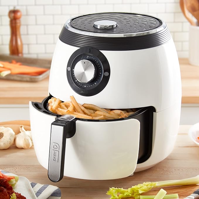 Dash Deluxe Air Fryer - Adjustable Temperature Control & Auto Shut-Off Feature - AirCrisp® Technology - Spacious Nonstick Basket - 1700 Watt - 6 Quarts - White