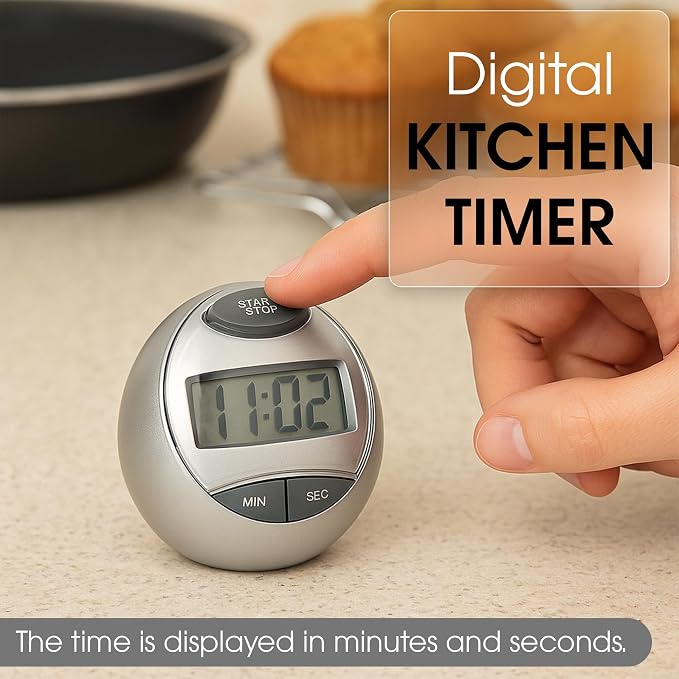 Digital Kitchen Timer Magnetic – Loud Alarm Countdown Timer & Stopwatch, Large Display Egg Timer for Cooking, Baking, Shower, Study, Classroom, Exercise, Portable Kitchen Timer Digital