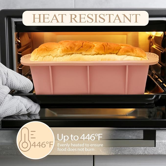 Koolstuffs Silicone Bread Loaf Pan, 2 PCS Rectangular Non-Stick Baking Mold Pans for Oven, Bread, Cake, Easy Release | Rectangular Non-Stick Baking Mold Pans for Oven, Bread, Cake, Easy Release