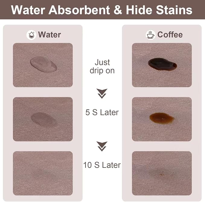 CooRug Fashion Coffee Mat, Dish Drying Mat 12" x 20" Brown | Hide Stain, Absorbent, Coffee Bar Accessories, Heat Resistant, Non-slip, Eco-friendly, Easy to Clean