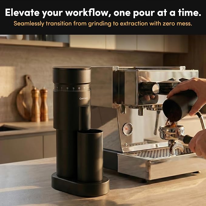 Burr Coffee Grinder,Wirsh Geimori GU63 Electric Single Dose Grinder with 63mm Conical Burr,Stepless Adjustment for Espresso&Pour Over,110 RPM Cold Grind, Low Retention Grinder with Magnetic Dosing Cup