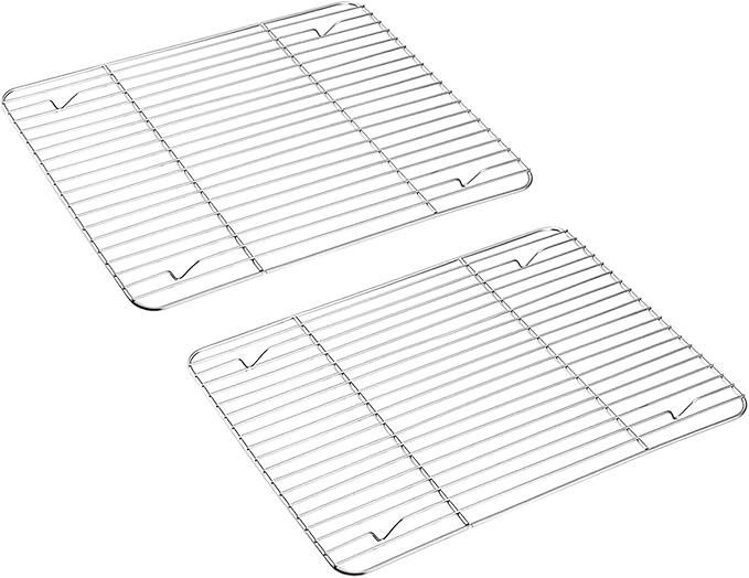E-far Baking Cooling Rack Set of 2, Stainless Steel Metal Roasting Cooking Racks, Size - 15.3''x11.25'', Non Toxic & Rust Free, Oven & Dishwasher Safe