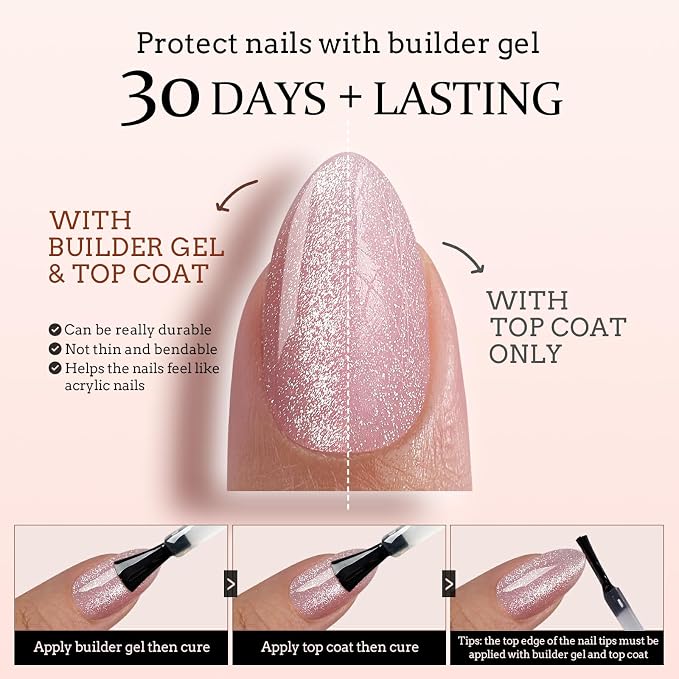 BTArtboxnails XCOATTIPS Cat Eye Press On Nails, Long Square, Frozen | Lamp-Curable 4-Week Wear, Salon Quality Value at Home, Natural Nail Look, Easy-to-Apply for Beginners, 150ct Nail Tips Only