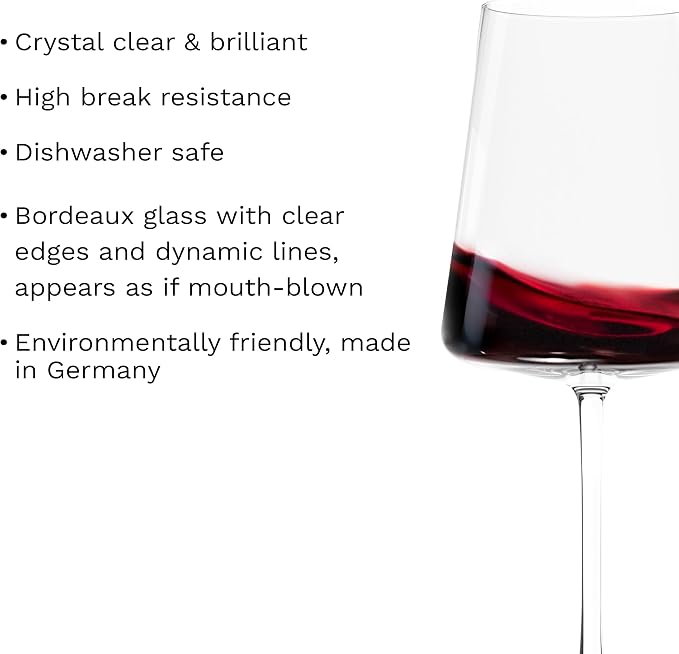 Stölzle Lausitz Bordeaux Glasses Power Set of 2, 22 oz – Premium Wine Glasses Ideal for Bordeaux – Modern Crystal Bordeaux Goblets for Maximum Flavor – Dishwasher- & Shock-Resistant