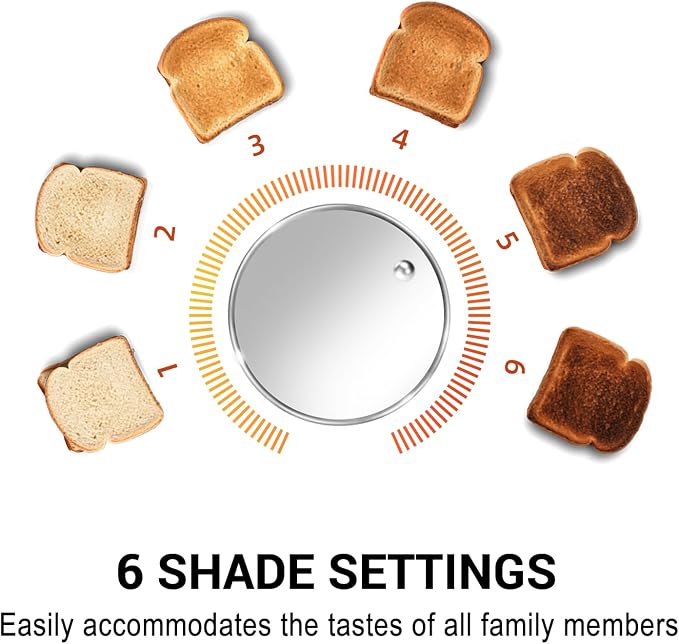 SEEDEEM Stainless Steel Toaster 2 Slice Slim, 10" Single Long Slot, Black | 6 Shade Settings, Extra Wide Slot Fits Bagels & Artisan Bread, Defrost, Cancel Function, Removable Crumb Tray
