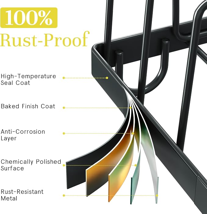 Small Stainless Steel Dish Drying Rack & Dish Mat Set, Gray | Rust-proof stainless steel dish rack with quick-drying, easy-to-clean mat. Fits kitchen counter, apartment or RV.