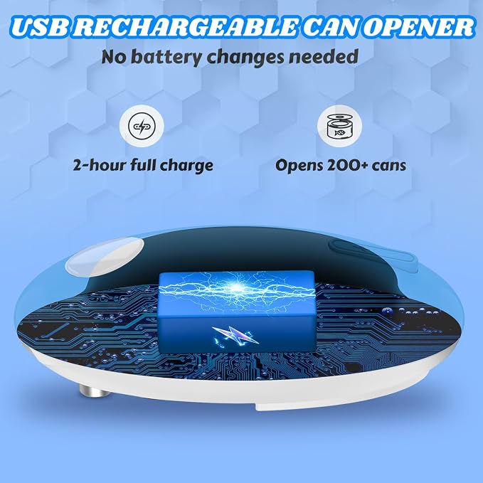 CEVING USB Rechargeable Electric Can Opener, One-Touch & Hands-Free | Battery Operated Cordless Design with Magnetic Lid Holder and Smooth Edge Cutting, Ideal for Seniors, Fits All Standard Cans