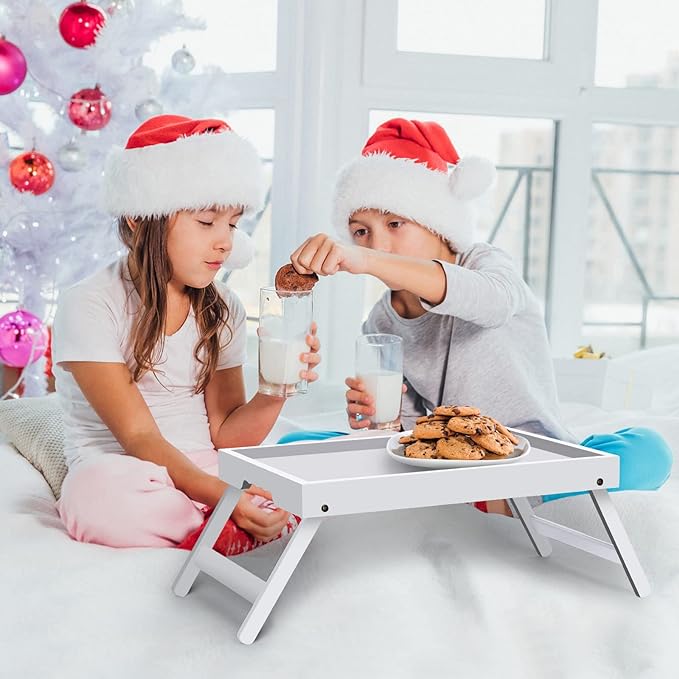 Artmeer FSC 100% Bamboo Bed Tray with Folding Legs, X-Large, White | X-large FSC 100% bamboo bed tray with folding legs, handles and extra legroom for meals, laptops and reading.