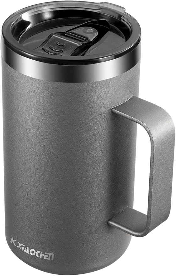 KXIAOCHEN 20 oz Insulated Coffee Mug, Coffee Cup with Lid and Wide Handle | 18/8 stainless steel, 6+ hours hot or 12+ hours cold, wide mouth, no-sweat exterior, for office, work, home and camping