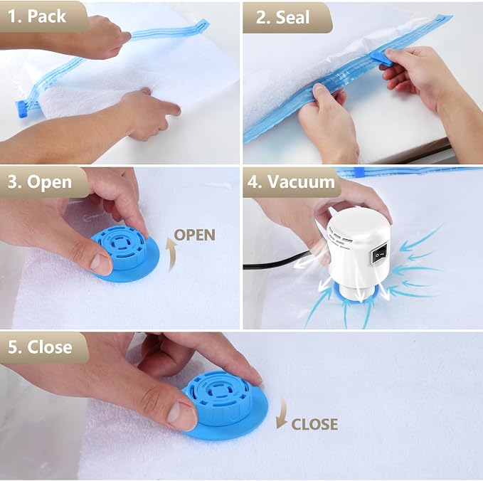 Travel Electric Vacuum Pump for Vacuum Storage Bags, Milky White | Portable Vacpack Air Pump for Compression Clothing Blanket Luggage(Storage Bag Not Included)