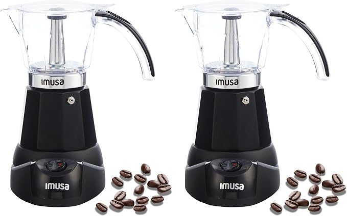 Imusa 6 or 3 Cup Electric Espresso Maker Black Coffee Machine for Cuban Coffee, Moka and Espresso Drinks (Pack of 2)