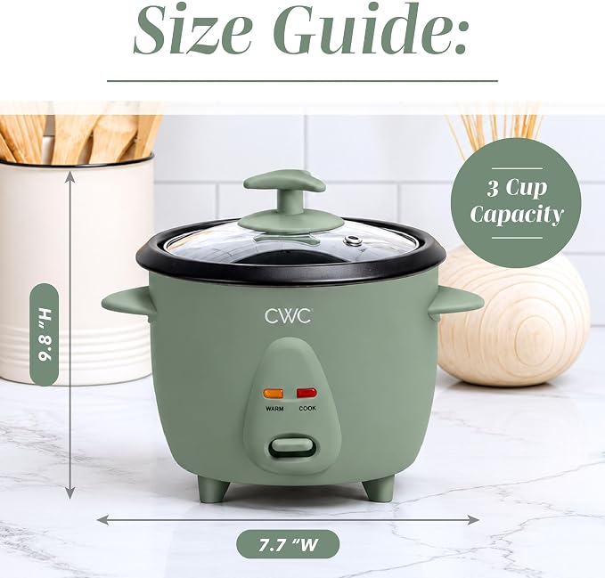 COOK WITH COLOR 6 Cup Rice Cooker 300W - Effortless Cooking and Perfectly, Cooks 3 Cups of Raw Rice for 6 Cups of Cooked Rice, Green