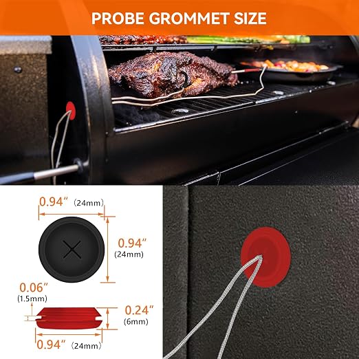 2-Pack Meat Thermometer Replacement for Pit Boss Pellet Grills and Smokers | 3.5mm Plug, Waterproof, with 2 PCS Grommets, High Accuracy, Heat Resistance to 718 °F (380 °C), Plug & Play, Easy to Clean