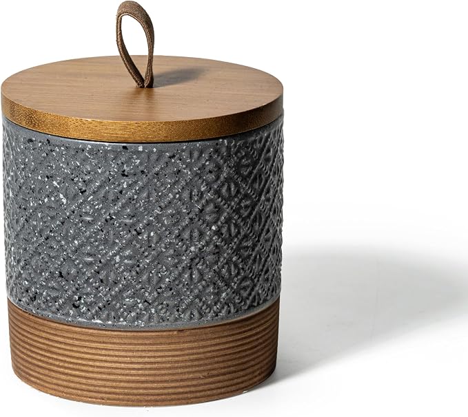 Miamolo Ceramic Jar with Lid, Coffee Grounds Container, Gray & 20 fl.oz | Airtight Coffee Canister, Good Seal Keep Fresh, Wide Mouth Easy Clean | Small for Tea Brown Sugar| for Kitchen Counter, Shelf