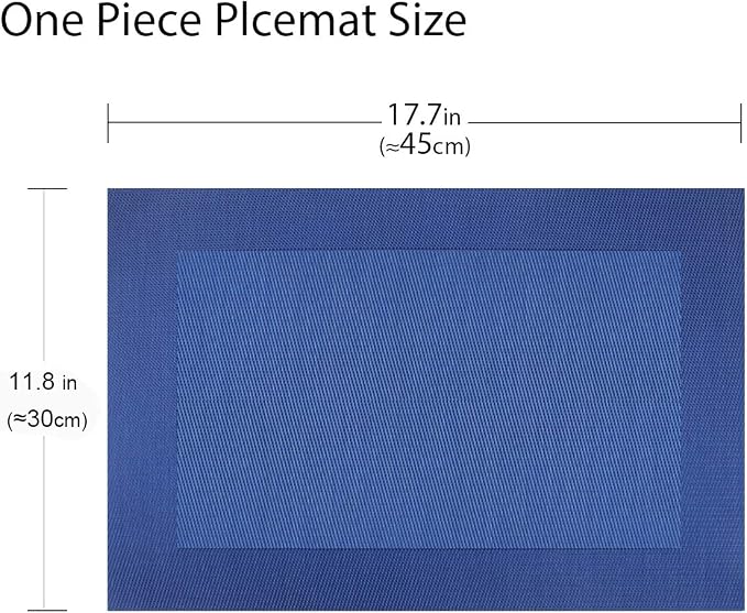 Vinyl Placemats Heat-Resistant Table Mats Washable Easy Clean Plastic Placemats for Dining Table Set of 4 (Blue)