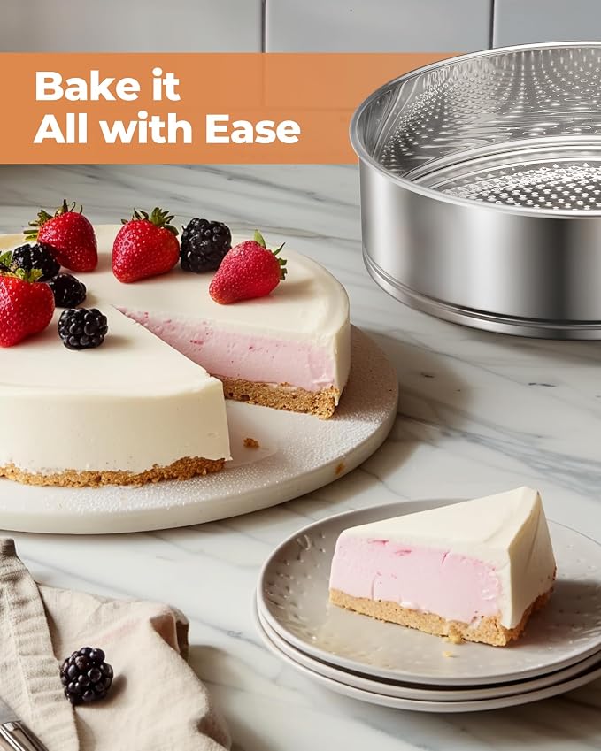 Kootek Cake Pan, Springform Pan with Removable Bottom, 9 Inch, Round | Stainless Steel, 2.6" in Depth, Easy Release Baking Pan, Dishwasher Safe, Oven Safe, Instant Pot Safe, Round Cheesecake Pan