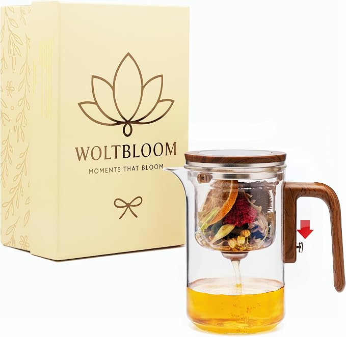 Enchanti Tea Pot - Modern Glass Infuser Teapot - Water Separation Magic Teapot with Heat-Resistant Handle - Elegant Gift Box & Writable Card - Perfect for Loose Leaf Tea - 600 ML (20oz)