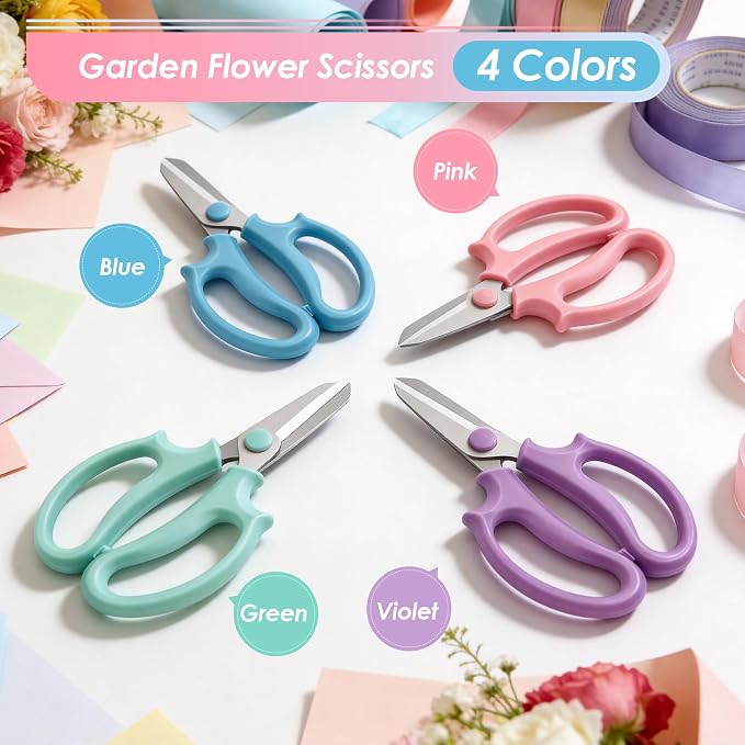 4PCS Flower Scissors, Premium Stainless Steel Garden Scissors