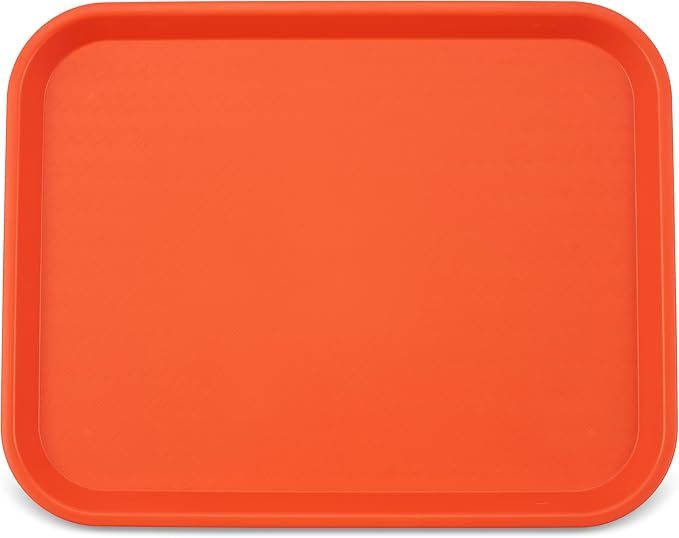 Carlisle FoodService Products Cafe Fast Food Cafeteria Tray with Patterned Surface for Cafeterias, Fast Food, And Dining Room, Plastic, 17.87 X 14 X 0.98 Inches, Orange