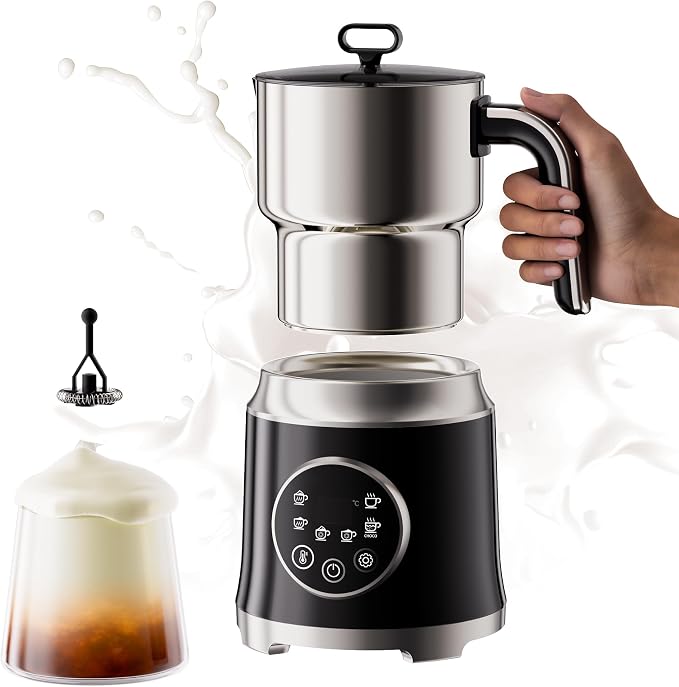 Milk Frother,Variable Temp and Froth Thickness,27oz/800ml Milk | Steamer and Frother for cappuccino or Latte,Dishwasher Safe,6-in-1 Frother Machine,Fast Heating,Low Noise