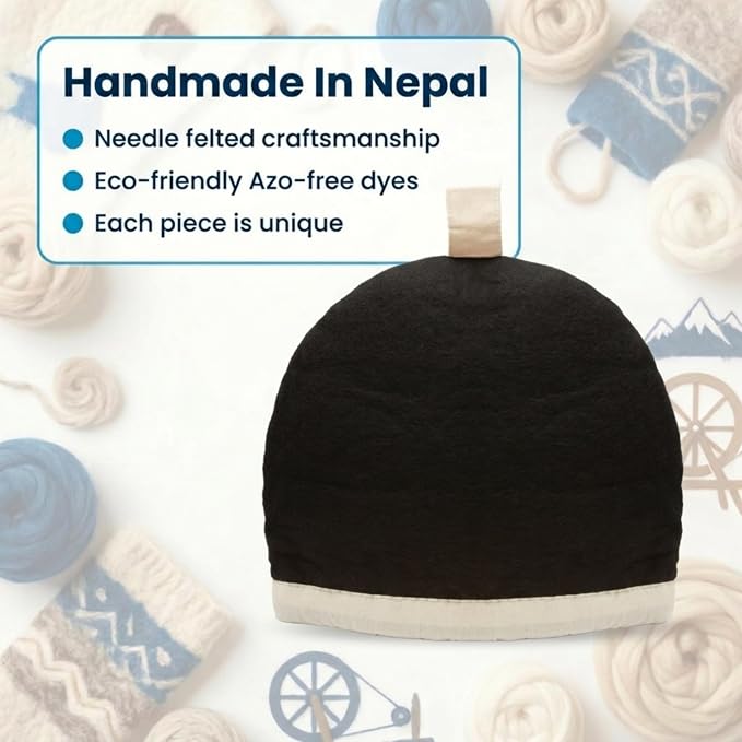 Glaciart One Wool Teapot Cozy Kettle Cover | Dome Shaped Large Tea Cosy, Kettle or French Press | Handmade & Needle Felted from Natural Wool | Warms Up to 2 Hours | Great as Gift