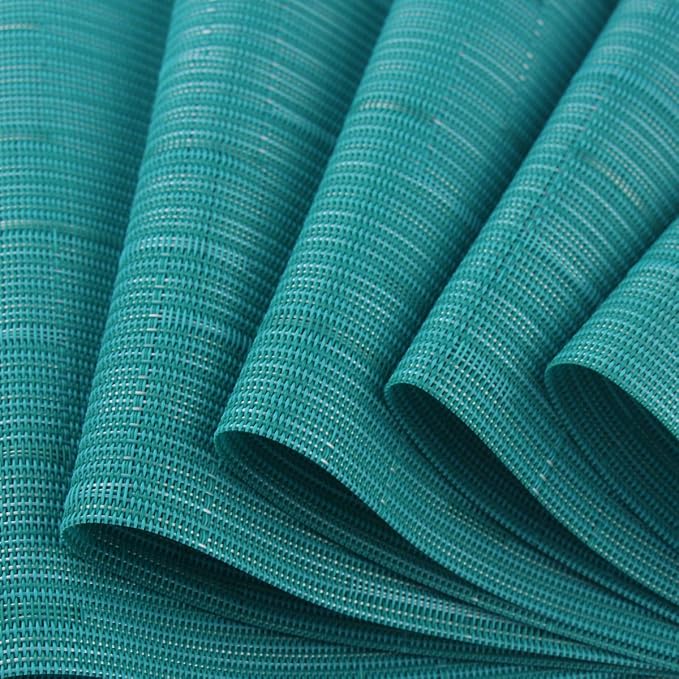Plastic Placemats,Non Slip Washable Placemats for Dining Table Wipe Clean Table Mats Set of 6 (Cyan Blue)