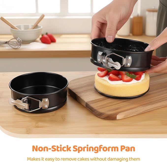 8 Pcs 4-Inch Springform Pan Set, Nonstick Mini Cheesecake Pans with Removable Bottom & Leakproof Design, Carbon Steel, Ideal for Home Baking Cakes & Desserts