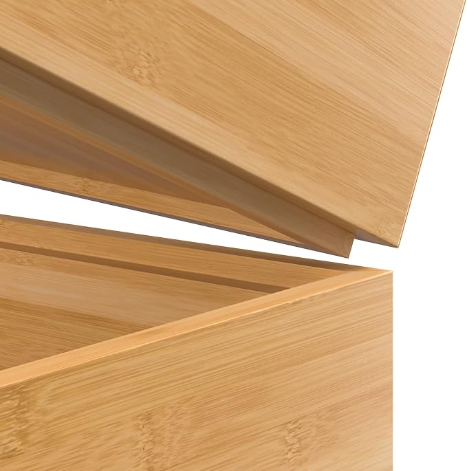 VeyFey Silverware Tray for Drawer, Stackable Kitchen Bamboo Drawer Organizer 12" x 3" x 2" Set of 2