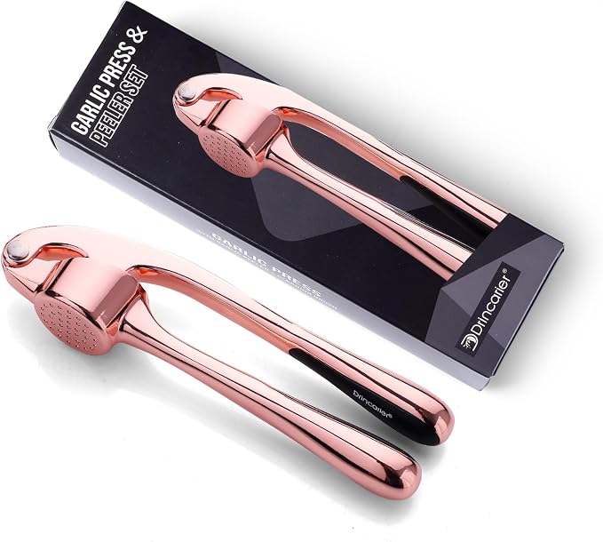 Kitchen Garlic Press, Rust Proof & Dishwasher Safe Garlic Mincer, Durable Garlic Crusher, Easy to Clean and Squeeze, Rose