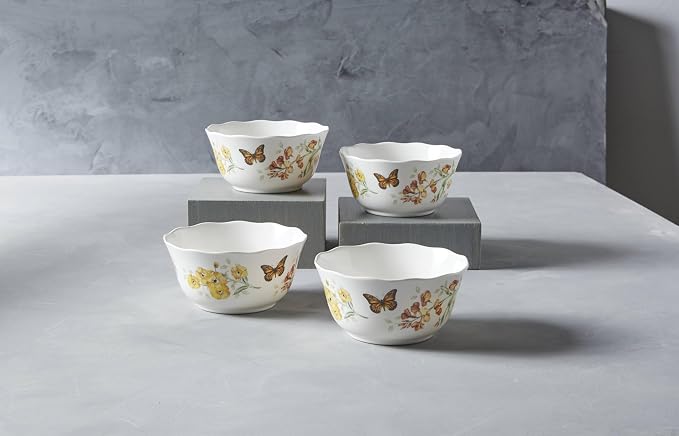 Lenox Butterfly Meadow Melamine All-Purpose Bowls, Salad Bowl Set for 4 | lightweight, bpa-free, dishwasher safe | versatile for cereal, soup, or salad | multi-purpose bowl | 16oz capacity