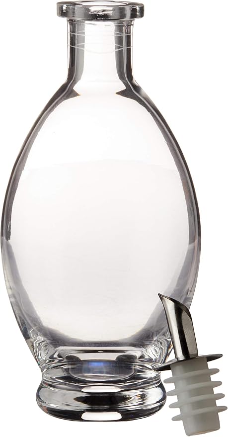 Fox Run Olive Oil and Vinegar Drizzler Bottle, Oval, Glass, 7.75" x 3.25"
