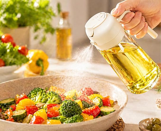 Oil Sprayer for Cooking, 16oz/470ml 2-in-1 Glass Olive Oil Dispenser