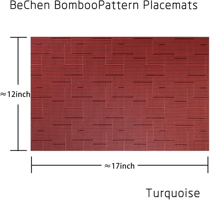 Vinyl Placemats,Washable Table Mats Easy to Clean Woven Placemats for Dining Table Set of 4 (Burgundy Red)