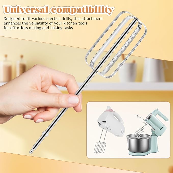 4Pcs Hand Mixer Replacement Beaters - 8.4 Inch Long Stainless Steel Hand Mixer Attachments for Most Handheld Electric Models, Universal Professional Egg Whisk Parts for Baking