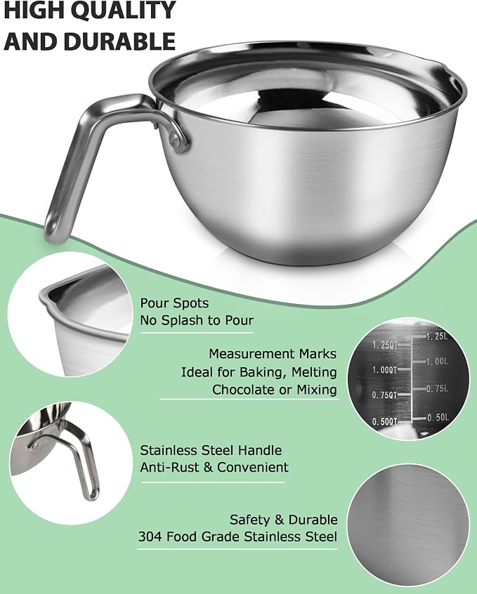 3PCS Stainless Steel Mixing Bowls ,Nesting Bowls With Silicone Spatula | 304 food-grade steel, rust-resistant. 3 sizes:1.1/1.8/2.3qt for mixing, salads, melting. Dishwasher & freezer safe