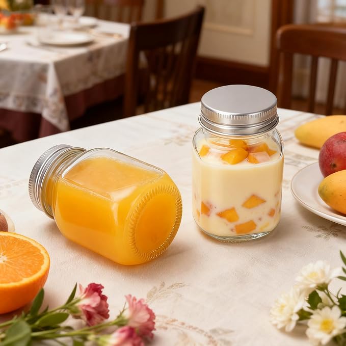 Betrome 30 Pack 2 oz Glass Mason Jars with Silver Lids, Mini Spice Jars | Small Glass Jars for Honey,Sauce, Juice, Jam&Jelly, Wedding Decor, DIY Craft