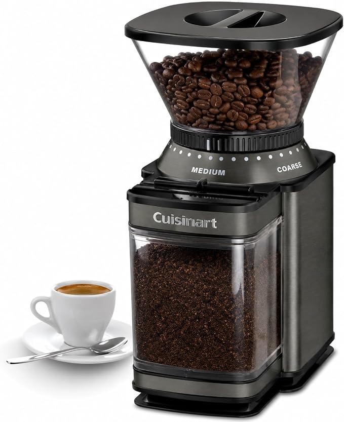 Cuisinart Coffee Grinder, Electric One-Touch Automatic Burr Coffee Grinder with 18-Position Grind Selector, Cup Size Selector for 4 – 18 Cups, Black Stainless Steel