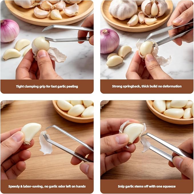 Ceramic Garlic Keeper with Vent Lid, White with Press and Peeler Clip | 4.92 by 5.04 inch holder with vent holes, novelty shape, keeps garlic fresh, fits kitchen countertop