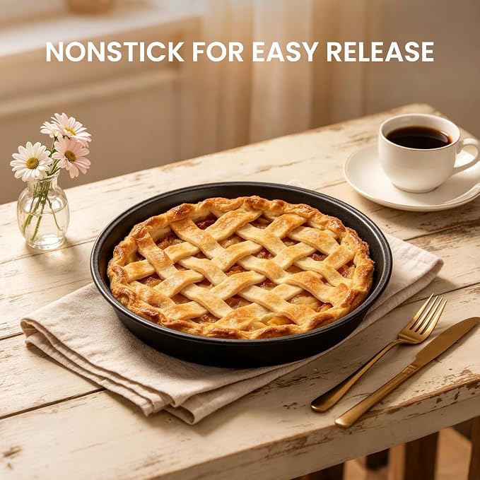 LISI 2-Pack 9-Inch Round Cake Pans, Nonstick Carbon Steel | 9-inch carbon steel pans with nonstick coating for cakes, pies, brownies, quiches and everyday baking.