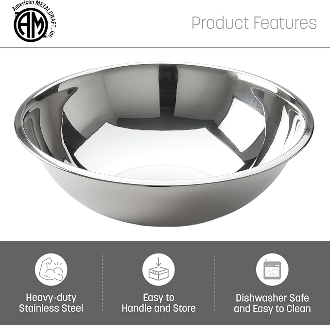 American METALCRAFT, Inc. SSB1600 Mixing Bowl, Stainless Steel, 16 Quarts, 17-1/2' Dia.