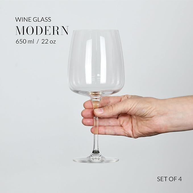 Krosno White Wine Glasses Set of 4, 16.2 oz, Modern Collection | Red Wine Glasses, Rosé, Cocktails, Aperol, Water, Glass, Lead-Free Crystal, Dishwasher Safe, Idea Reaglo