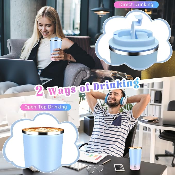 17oz Insulated Travel Coffee Mug with Flip Lid – Leakproof Stainless Steel Insulated Coffee Tumblers, Reusable Coffee Cup for Hot & Cold Drinks, Perfect for Camping & On-the-Go