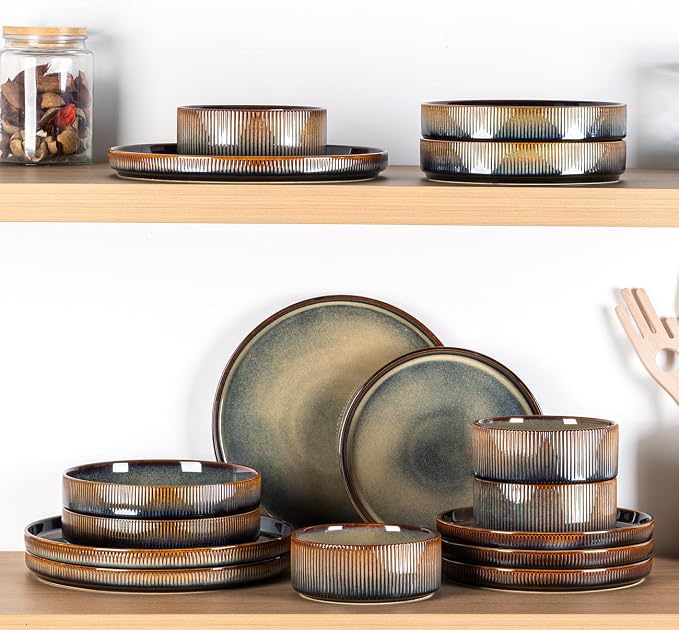 8.25" Ceramic Pasta Bowls Set of 4, Salad Bowls | Versatile Serving Bowls for Pasta, Salad, Fruit & Noodles, Housewarming & Wedding Gift, Cocoa Mocha