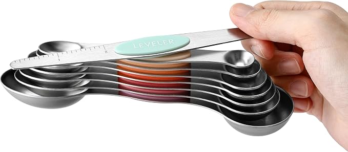 Spring Chef Stainless Steel 8 Magnetic Measuring Spoons Set, Desert Sunset | Dual Sided Metal Teaspoon & Tablespoon Measuring Spoons with Leveler for Dry & Liquid Ingredients, Fits in Kitchen Spice Jars