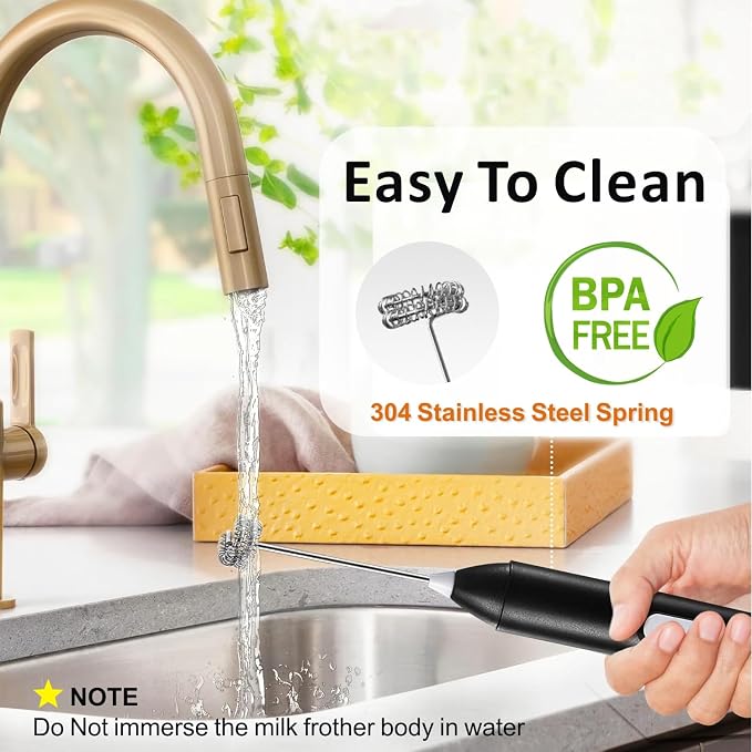 Rechargeable Milk Frother Wand Handheld, Coffee Foam Maker,Mini Drink Mixer | Dual Stainless Steel Whisk, 3 Speeds, USB-C Battery Portable Protein Blender, Small Electric Stirrer for Mathca, Cappuccino