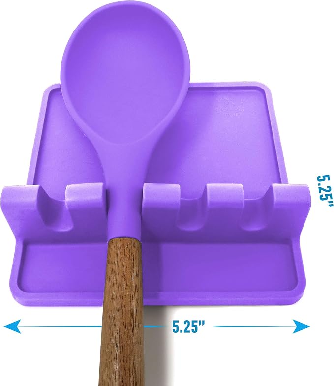 Zulay Kitchen Silicone Utensil Rest with Drip Pad for Multiple Utensils - BPA-Free, Heat-Resistant Spoon Rest & Spoon Holder for Stove Top - Kitchen Utensil Holder for Ladles & Tongs - Mystic Violet