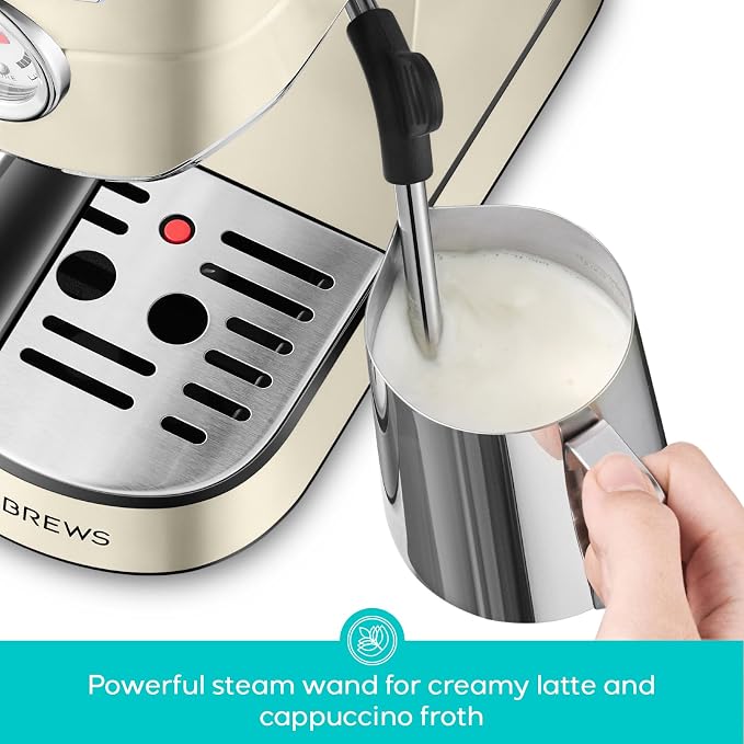 CASABREWS CM5418 Espresso Maker, Compact Espresso Machine with Milk Frother | Stainless Steel, 20-Bar Pump, Built-in Pressure Gauge, Powerful Steam Wand for Cappuccino Latte for Home, 34oz Water Tank