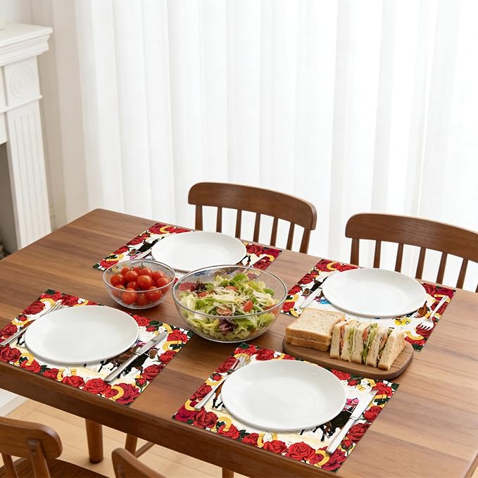 50 Pack Kentucky Horse Racing Disposable Paper Placemats | Rose Horseshoe Vintage Decorative Table Mats, Race Day, Wedding, Birthday Brunch Table Decor