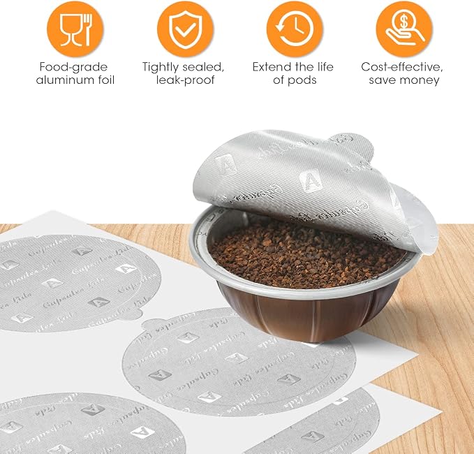 Aieve 120 Pcs Aluminum Foil Seal Lids for Reusable Nespresso Pods Vertuo Compatible with Nespresso Refillable Capsule