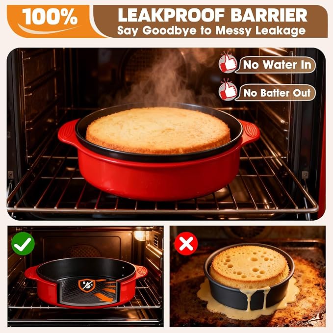 MASSUGAR 4 7 9 Inch Springform Pan Cheesecake Pan with Silicone Protector, 50 Pcs Parchment Paper Liners, 3 Cake Scrapers, Leakproof Round Cake Pan for Baking in Water Bath Nonstick Spring Form Pan